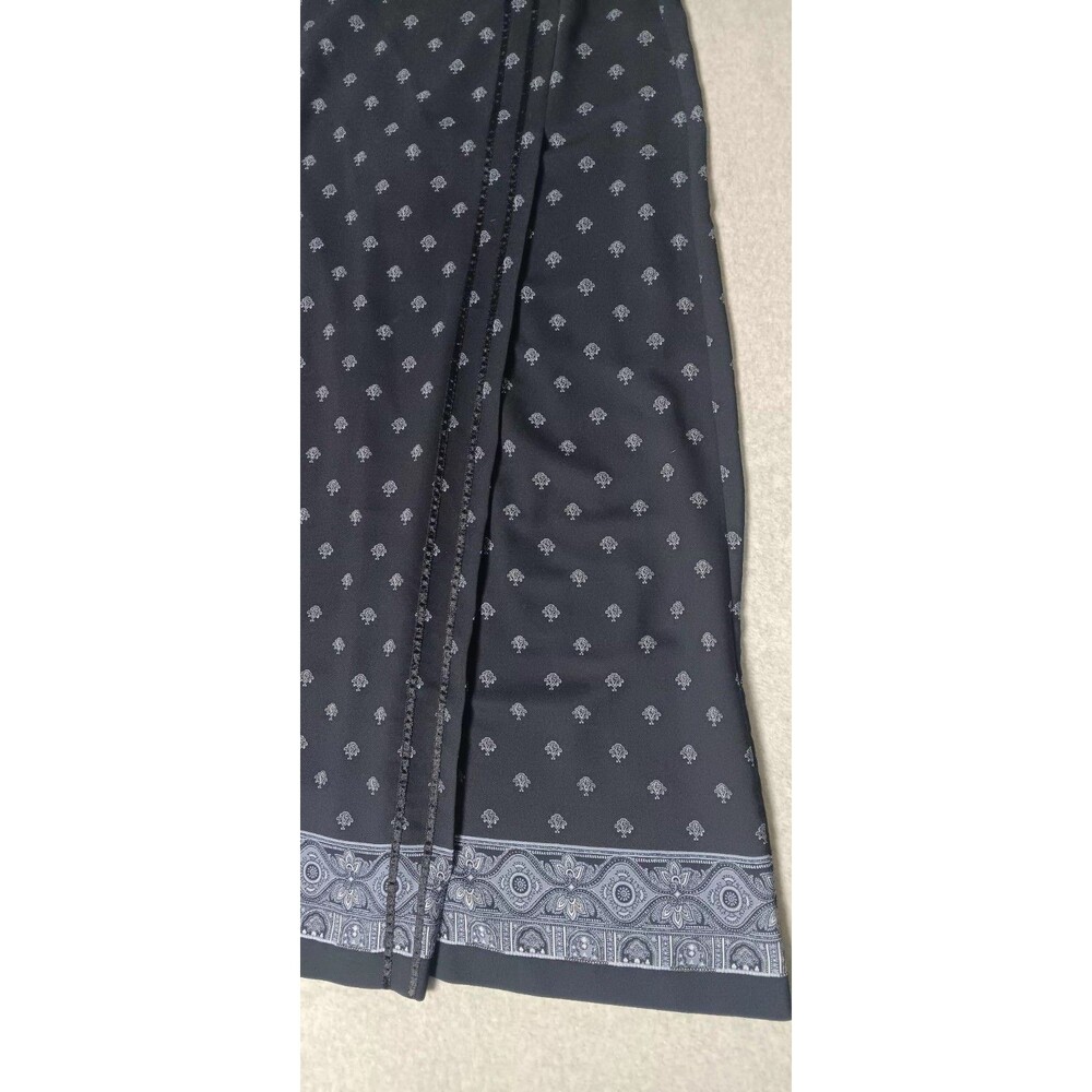 VTG Emma James Liz Claiborne Faux Wrap Maxi Skirt 12 Navy Blue Bandana Festival - Picture 4 of 11